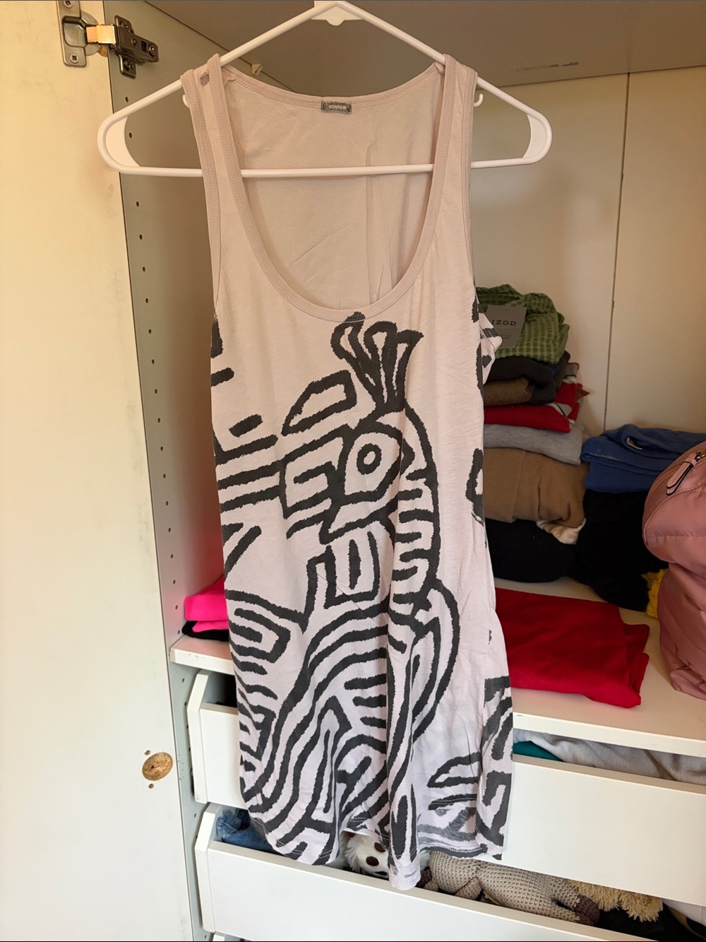 Monrow White and Black Graphic Swim Coverup